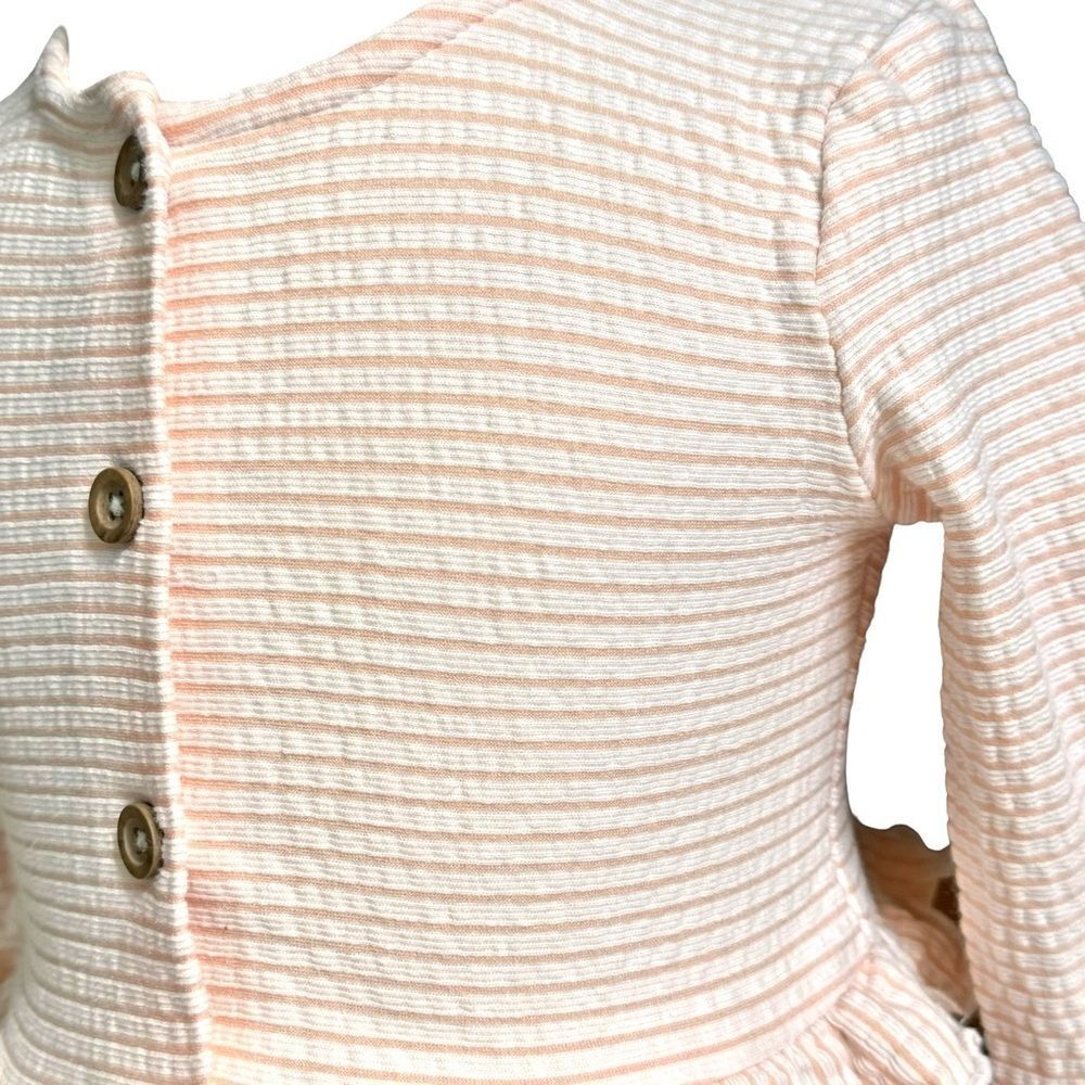 Primark Baby Girl Long Sleeve Striped Ruffle Button Detail Dress. 9-12 Months. - Picture 2 of 7